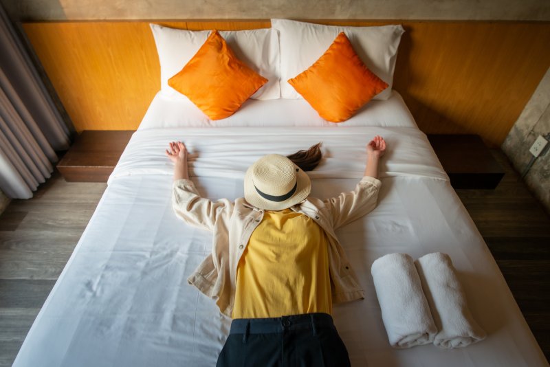 person sleeping in vacation rental